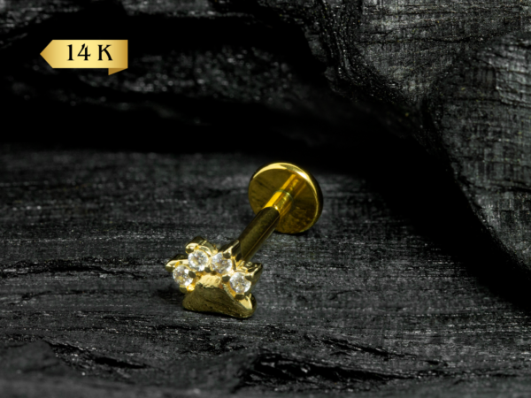 LABRET OURO 14K R/I MINI PATINHA C/ ZIRC - 1.2 X 8MM - CO214