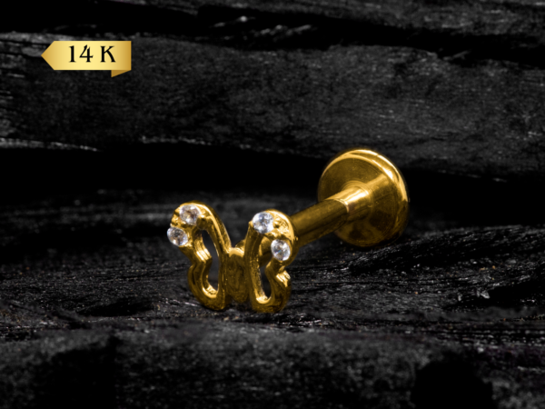 LABRET OURO 14K R/I MINI BORBOLETA - 1.2 X 8MM - CO212