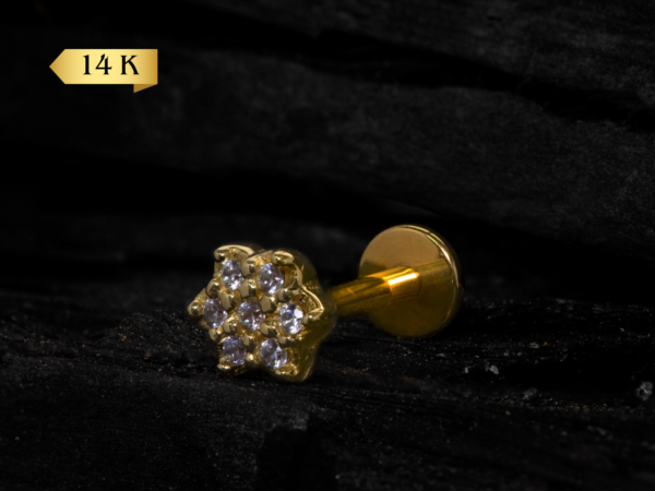 LABRET OURO 14K R/I FLOR CRAVEJ - 1.2 X 8MM - CO44
