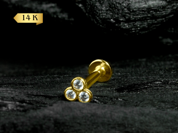 LABRET R/I OURO 14K TRINITY CRAV. INGLESA - CO211