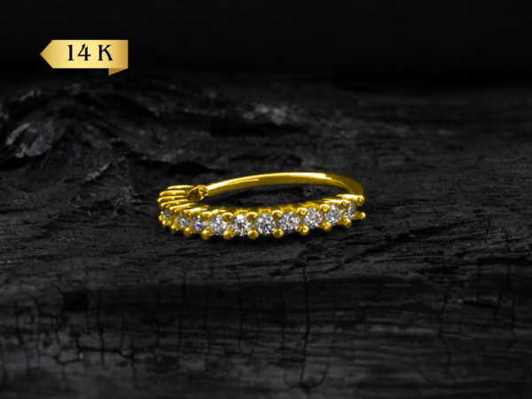 NOSTRIL ARGOLA OURO 14K CRAVEJ C/ ZIRCÔNIA  - AMARELO - AGR