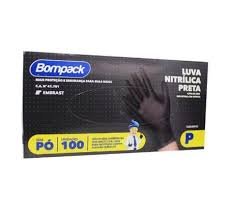 LUVA NITRILICA BOMPACK PRETA P C/100 UNI