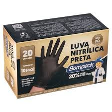 LUVA NITRILICA BOMPACK PRETA GG C/20 UNI