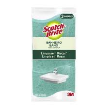ESPONJA SCOTCH BRITE VERDE NAO RISCA BANHEIRO 75X110MM C/3